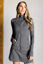 Staying Swift Activewear Jacket in Titanium-Athleisure-Stay Foxy Boutique, Florissant, Missouri