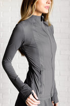 Staying Swift Activewear Jacket in Titanium-Athleisure-Stay Foxy Boutique, Florissant, Missouri