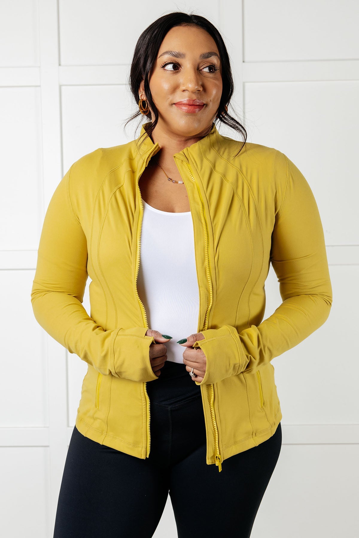Staying Swift Activewear Jacket in Yellow Pear-Layers-Stay Foxy Boutique, Florissant, Missouri