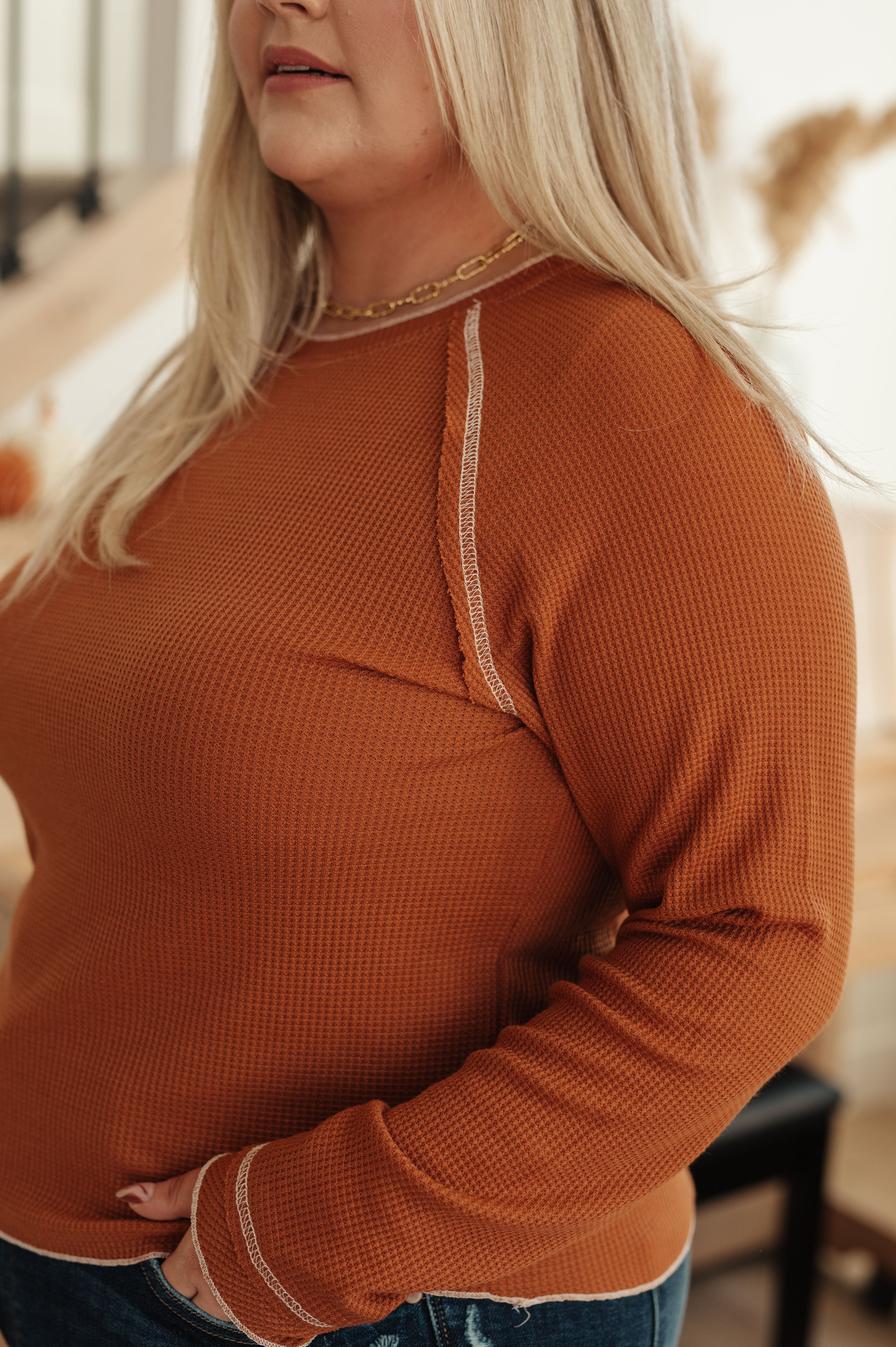 Stitch In Time Waffle Knit Top-Tops-Stay Foxy Boutique, Florissant, Missouri