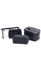 Subtly Checked Cosmetic Bags set of 4 in Black-Accessories-Stay Foxy Boutique, Florissant, Missouri