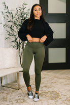 Sunday Splits High Waisted Leggings in Dark Olive-Womens-Stay Foxy Boutique, Florissant, Missouri
