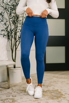 Sunday Splits High Waisted Leggings in Light Navy-Womens-Stay Foxy Boutique, Florissant, Missouri