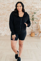 Sun or Shade Zip Up Jacket in Black-Athleisure-Stay Foxy Boutique, Florissant, Missouri