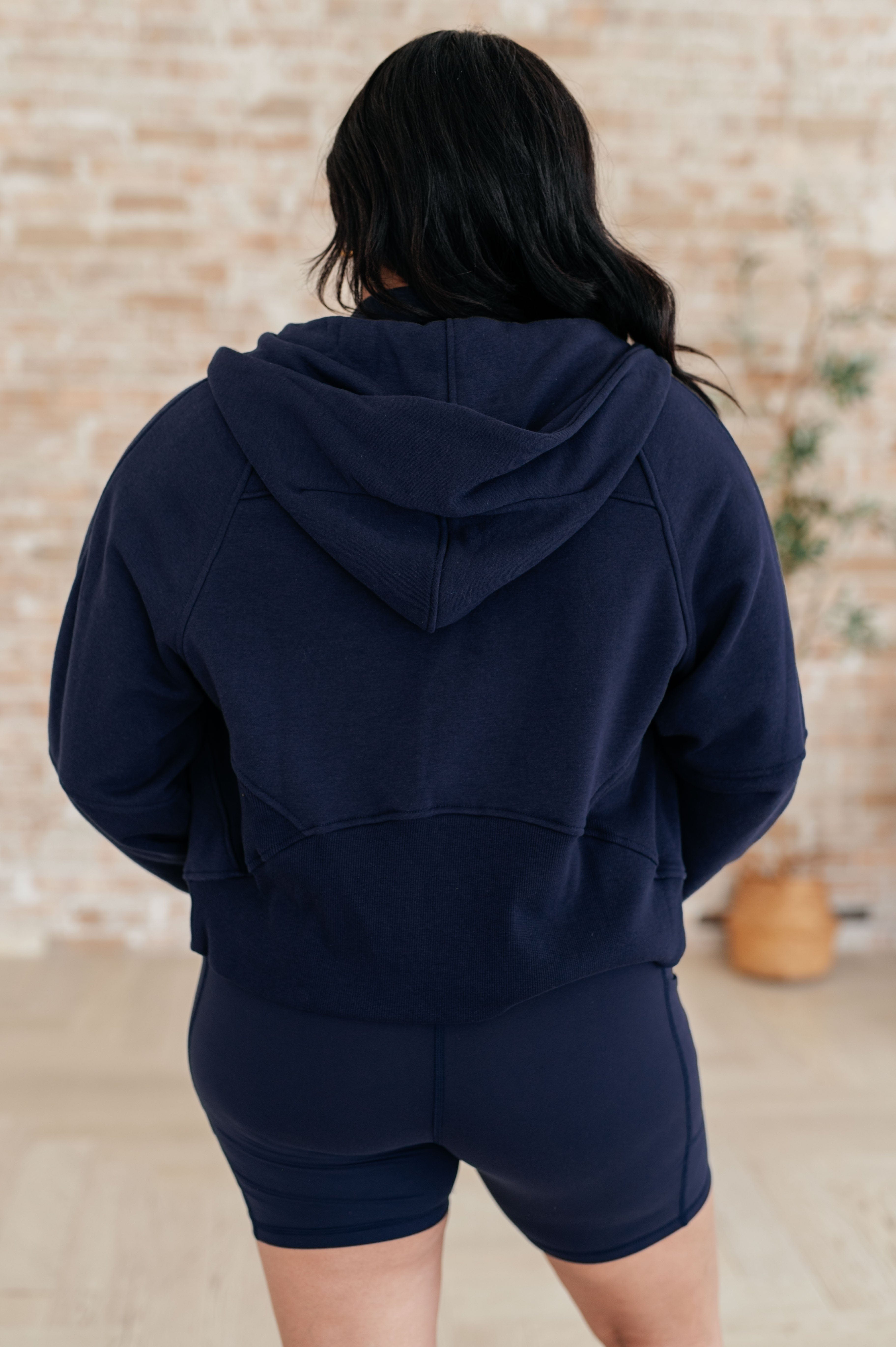 Sun or Shade Zip Up Jacket in Navy-Athleisure-Stay Foxy Boutique, Florissant, Missouri