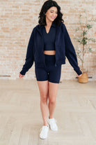 Sun or Shade Zip Up Jacket in Navy-Athleisure-Stay Foxy Boutique, Florissant, Missouri