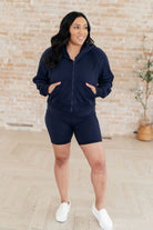 Sun or Shade Zip Up Jacket in Navy-Athleisure-Stay Foxy Boutique, Florissant, Missouri