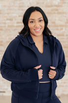 Sun or Shade Zip Up Jacket in Navy-Athleisure-Stay Foxy Boutique, Florissant, Missouri