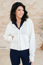 Sun or Shade Zip Up Jacket in Off White-Athleisure-Stay Foxy Boutique, Florissant, Missouri