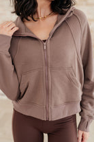 Sun or Shade Zip Up Jacket in Smokey Brown-Athleisure-Stay Foxy Boutique, Florissant, Missouri