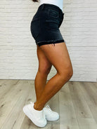 Sunset Stroll Distressed Hem Shorts in Washed Black-Womens-Stay Foxy Boutique, Florissant, Missouri