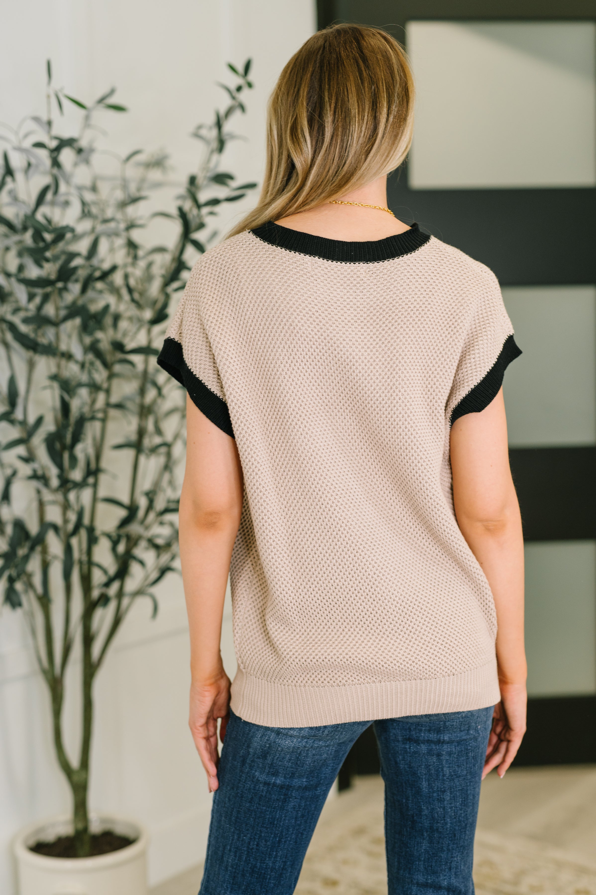 Sure Seems Sweet Contrast Trim Sleeveless Sweater-Womens-Stay Foxy Boutique, Florissant, Missouri