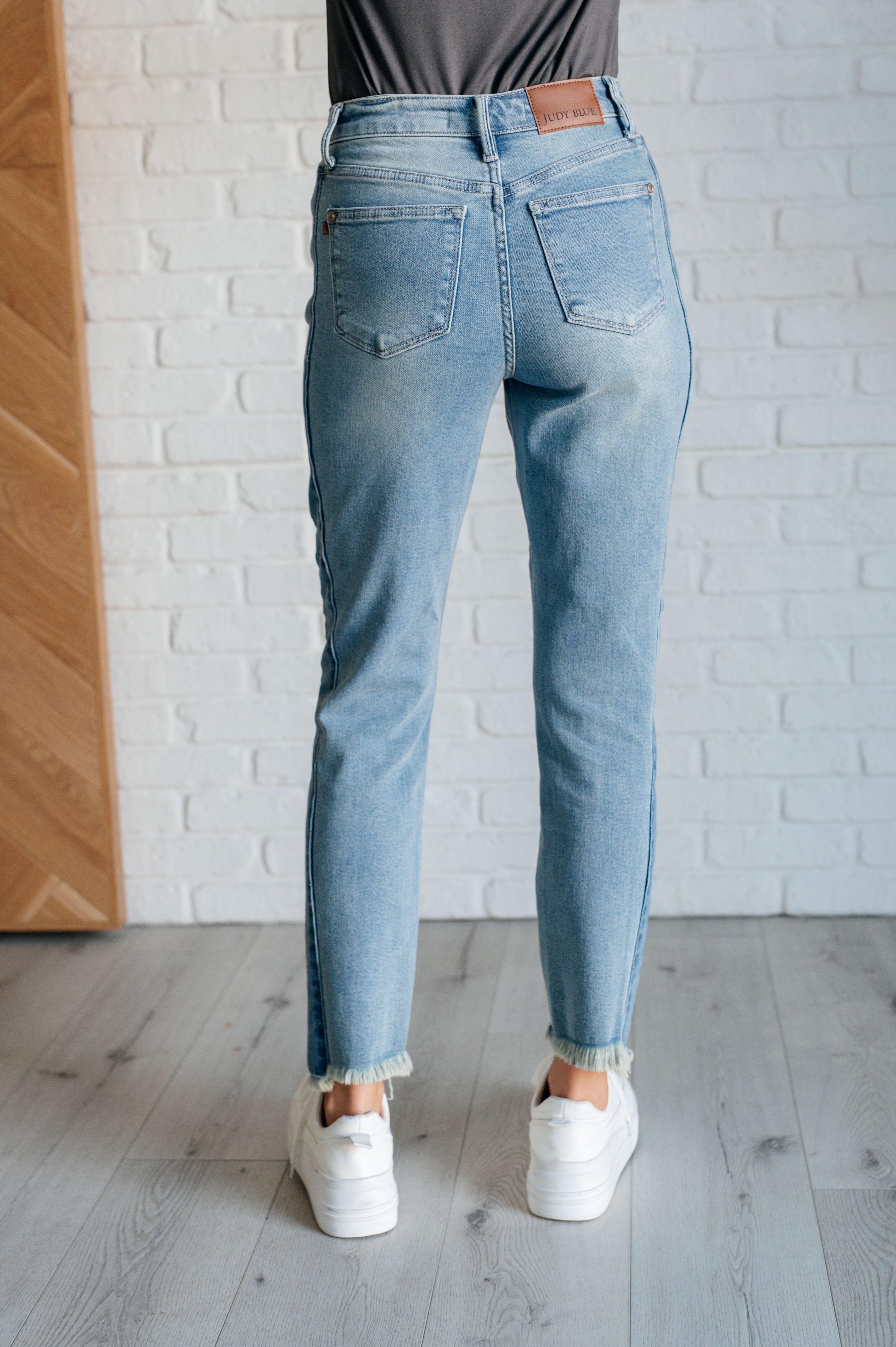 Susan High Rise Side Panel Detail Slim Jeans-Denim-Stay Foxy Boutique, Florissant, Missouri