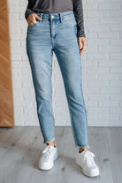 Susan High Rise Side Panel Detail Slim Jeans-Denim-Stay Foxy Boutique, Florissant, Missouri