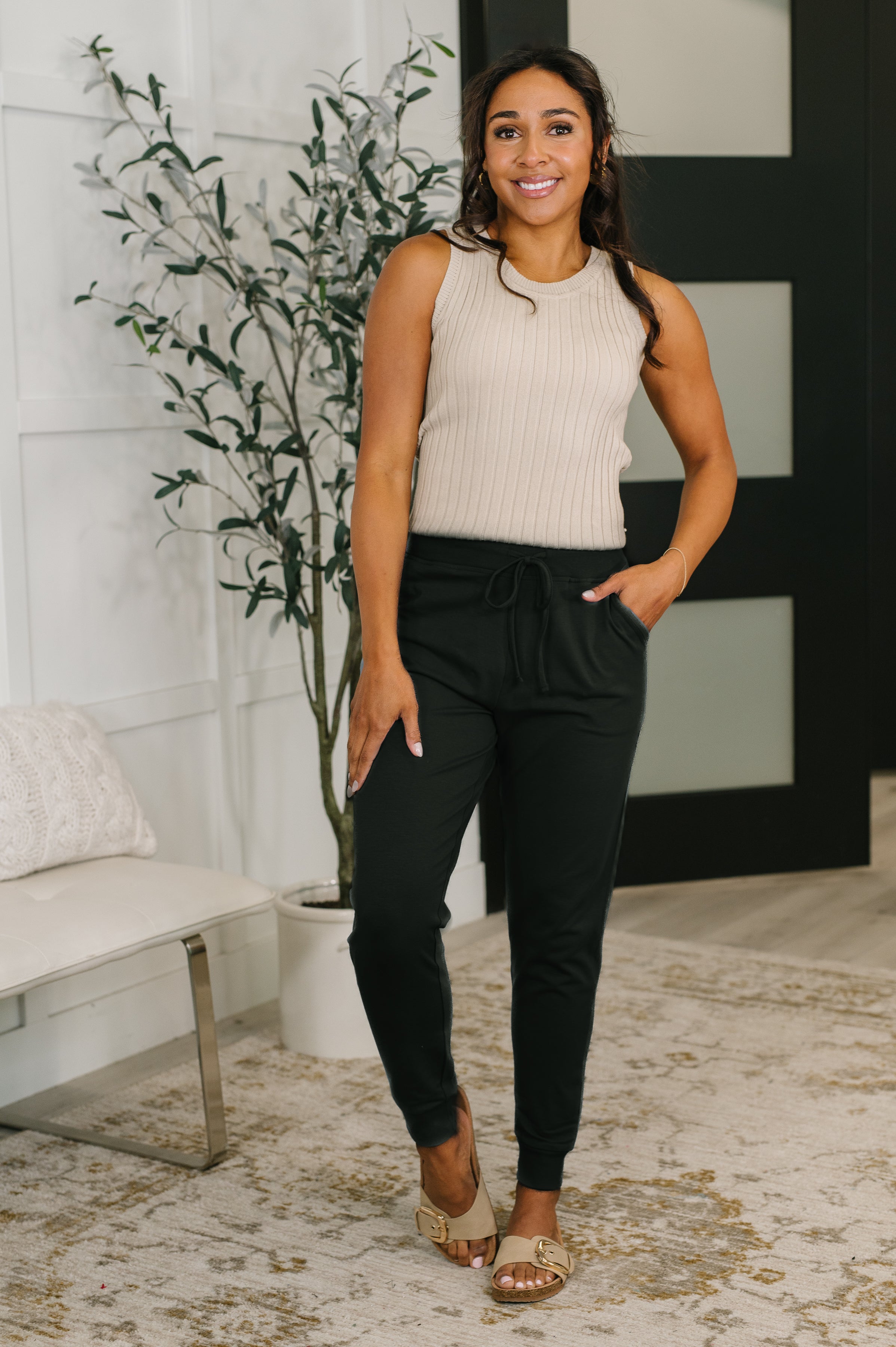 Sweat It High Waisted Joggers in Black-Womens-Stay Foxy Boutique, Florissant, Missouri