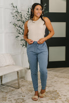 Sweat It High Waisted Joggers in Dusty Blue-Womens-Stay Foxy Boutique, Florissant, Missouri
