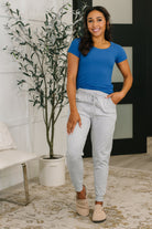 Sweat It High Waisted Joggers in Heather Grey-Womens-Stay Foxy Boutique, Florissant, Missouri