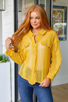 Sweeter Than Nectar Lace Button Down in Honey-Tops-Stay Foxy Boutique, Florissant, Missouri