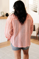 Sweeter Than Nectar Lace Button Down in Rose-Tops-Stay Foxy Boutique, Florissant, Missouri