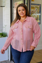 Sweeter Than Nectar Lace Button Down in Rose-Tops-Stay Foxy Boutique, Florissant, Missouri