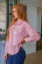 Sweeter Than Nectar Lace Button Down in Rose-Tops-Stay Foxy Boutique, Florissant, Missouri