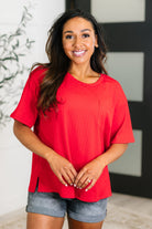 Take It Easy Slouchy Tee in Red-Womens-Stay Foxy Boutique, Florissant, Missouri