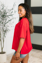 Take It Easy Slouchy Tee in Red-Womens-Stay Foxy Boutique, Florissant, Missouri