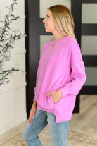Talk Cozy to Me Stepped Hem Pullover in Bright Mauve-Womens-Stay Foxy Boutique, Florissant, Missouri