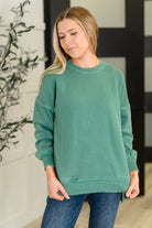 Talk Cozy to Me Stepped Hem Pullover in Dark Green-Womens-Stay Foxy Boutique, Florissant, Missouri