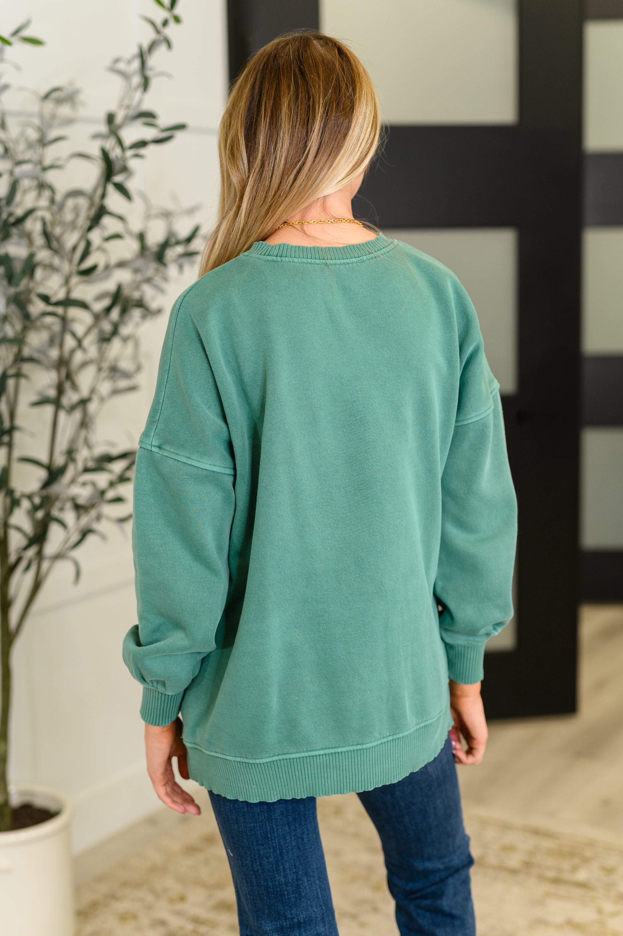 Talk Cozy to Me Stepped Hem Pullover in Dark Green-Womens-Stay Foxy Boutique, Florissant, Missouri