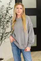Talk Cozy to Me Stepped Hem Pullover in Sleet-Womens-Stay Foxy Boutique, Florissant, Missouri