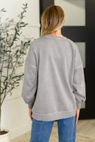 Talk Cozy to Me Stepped Hem Pullover in Sleet-Womens-Stay Foxy Boutique, Florissant, Missouri