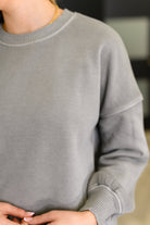 Talk Cozy to Me Stepped Hem Pullover in Sleet-Womens-Stay Foxy Boutique, Florissant, Missouri