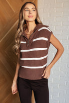 Tea Service 1/4 Zip Sleeveless Sweater-Tops-Stay Foxy Boutique, Florissant, Missouri
