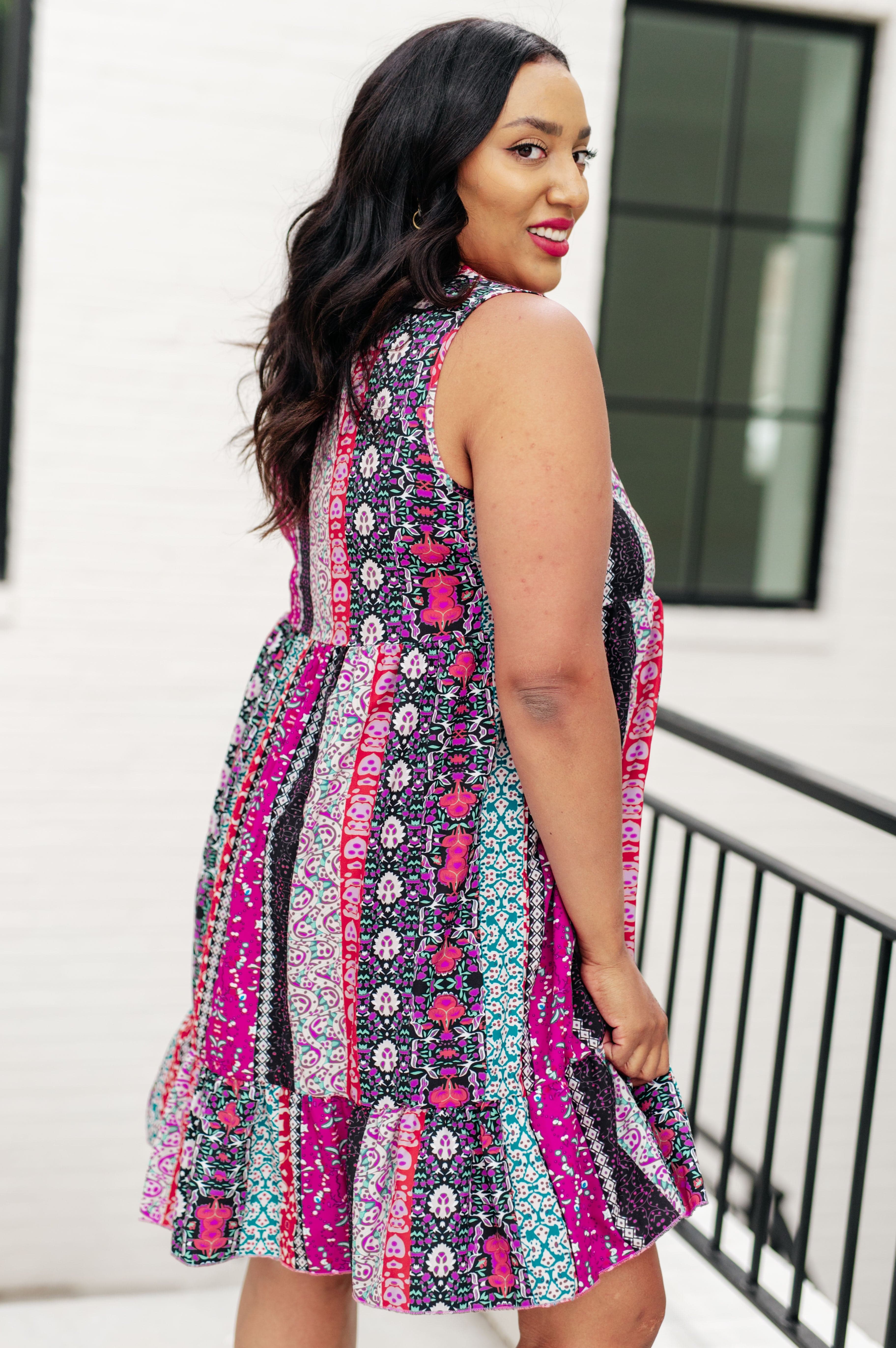 That's So Boho Mixed Print Sleeveless Dress-Dresses-Stay Foxy Boutique, Florissant, Missouri