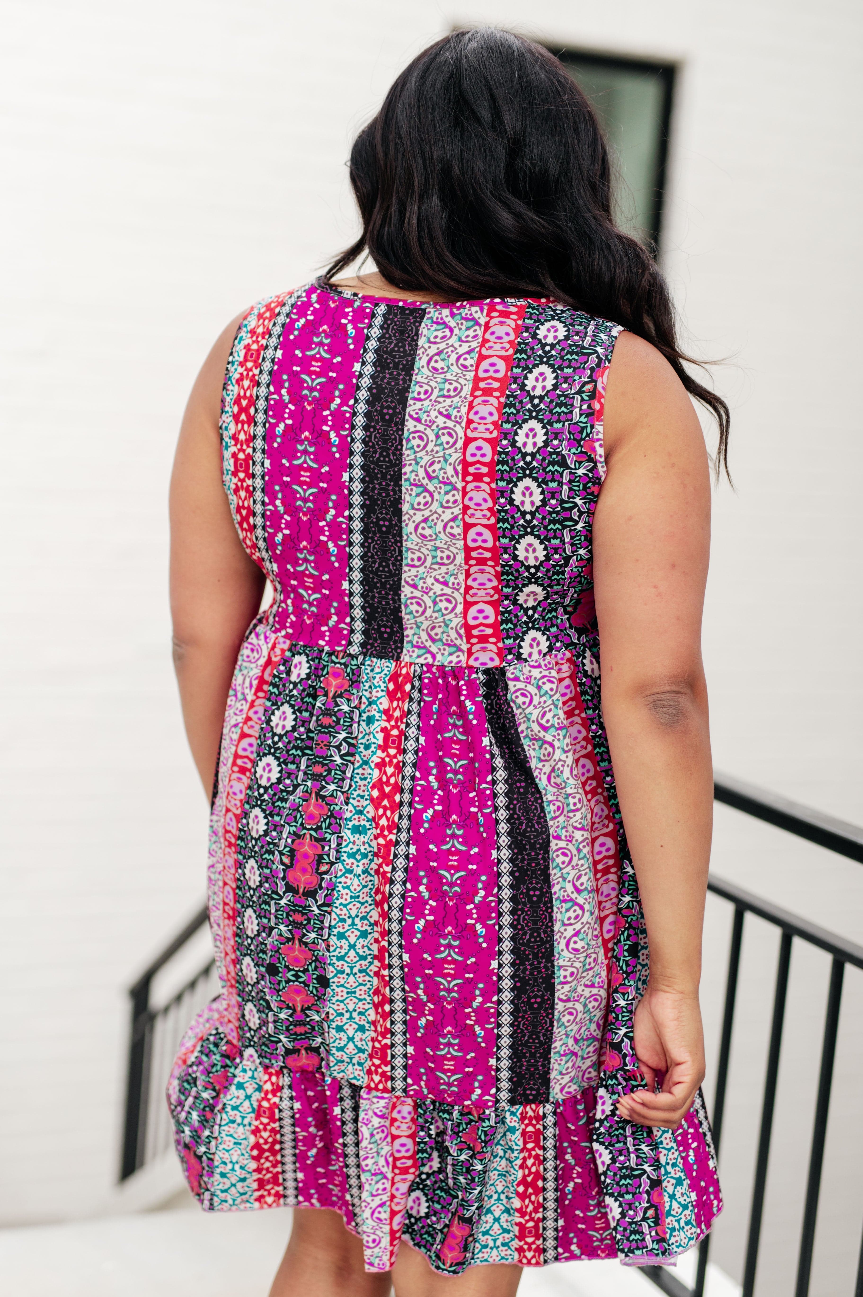 That's So Boho Mixed Print Sleeveless Dress-Dresses-Stay Foxy Boutique, Florissant, Missouri