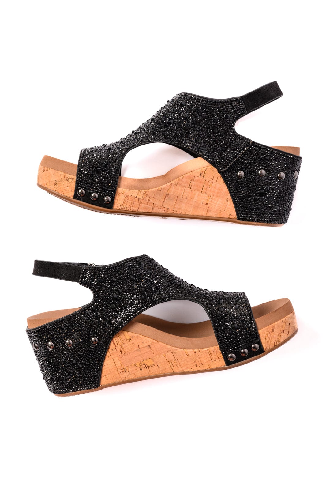 Ashley Wedge Sandals in Black Rhinestone-Womens-Stay Foxy Boutique, Florissant, Missouri