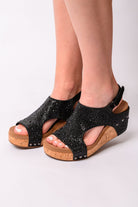 Ashley Wedge Sandals in Black Rhinestone-Womens-Stay Foxy Boutique, Florissant, Missouri