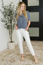 The Darling Detail Collared Blouse in Denim-Womens-Stay Foxy Boutique, Florissant, Missouri