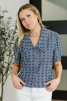 The Darling Detail Collared Blouse in Denim-Womens-Stay Foxy Boutique, Florissant, Missouri