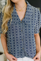 The Darling Detail Collared Blouse in Denim-Womens-Stay Foxy Boutique, Florissant, Missouri