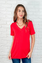 The Every Outfit Basic V-Neck Top in Ruby-Womens-Stay Foxy Boutique, Florissant, Missouri