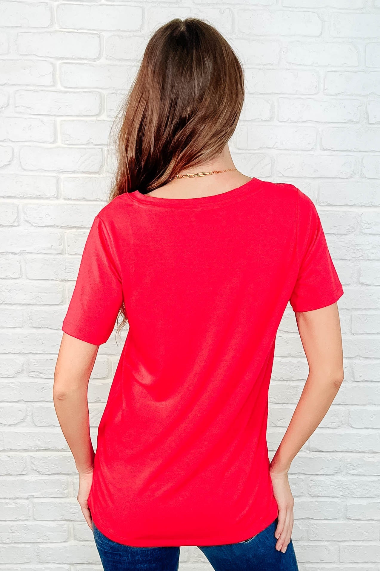 The Every Outfit Basic V-Neck Top in Ruby-Womens-Stay Foxy Boutique, Florissant, Missouri