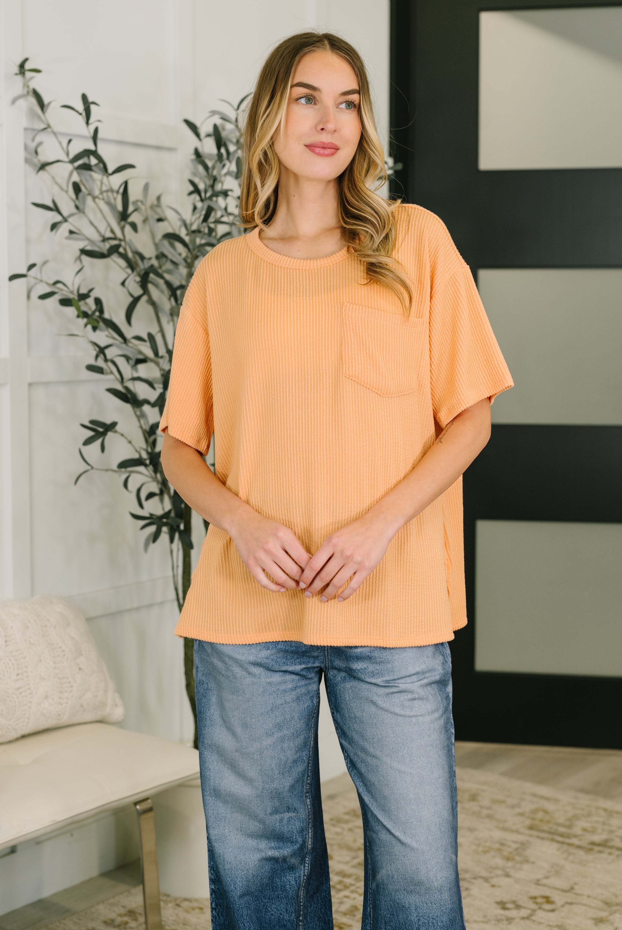 The Go-To Tee in Apricot Bliss-Womens-Stay Foxy Boutique, Florissant, Missouri