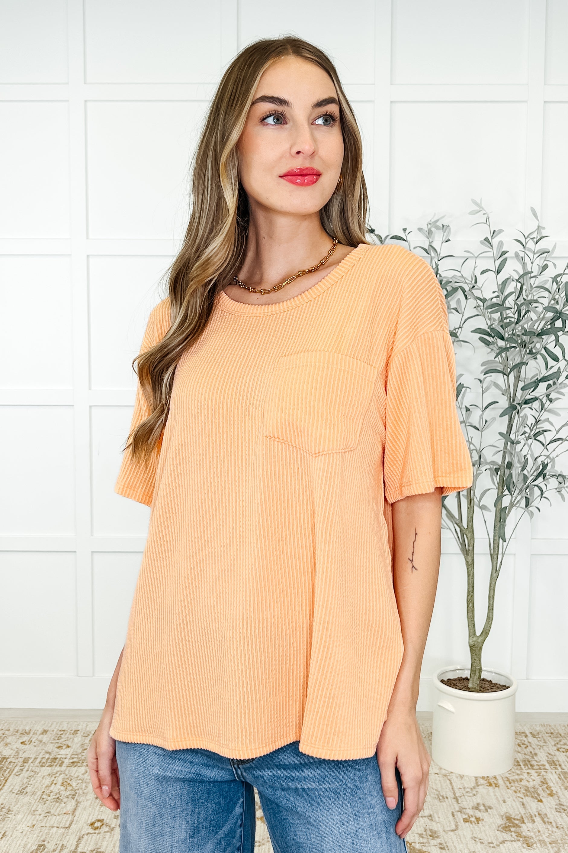 The Go-To Tee in Apricot Bliss-Womens-Stay Foxy Boutique, Florissant, Missouri