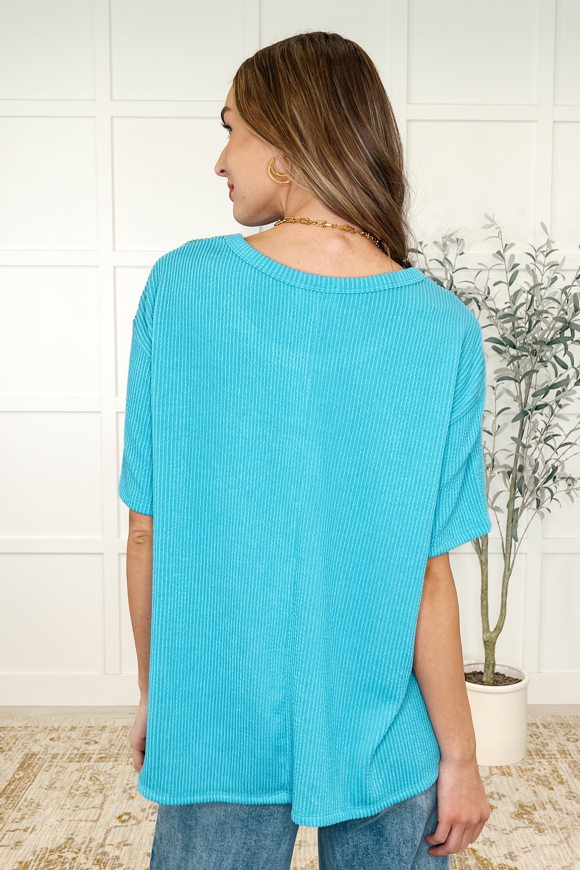 The Go-To Tee in Aqua Glow-Womens-Stay Foxy Boutique, Florissant, Missouri
