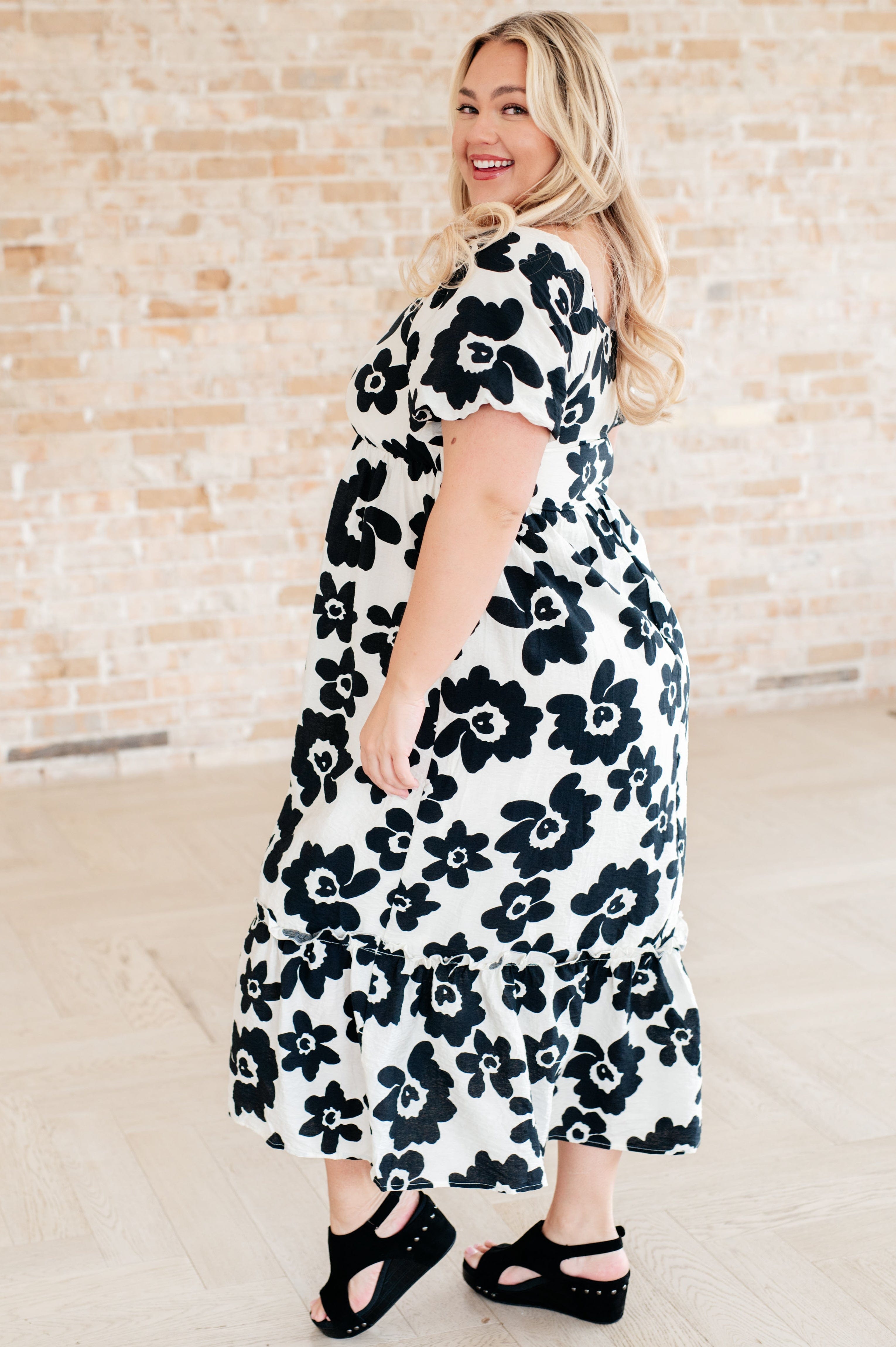 The Hot Topic Square Neck Floral Dress-Dresses-Stay Foxy Boutique, Florissant, Missouri