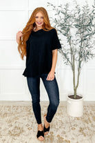 The Layback Relaxed Basic Tee in Black-Womens-Stay Foxy Boutique, Florissant, Missouri