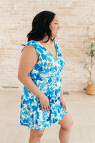 The Suns Been Quite Kind V-Neck Dress in Blue-Dresses-Stay Foxy Boutique, Florissant, Missouri