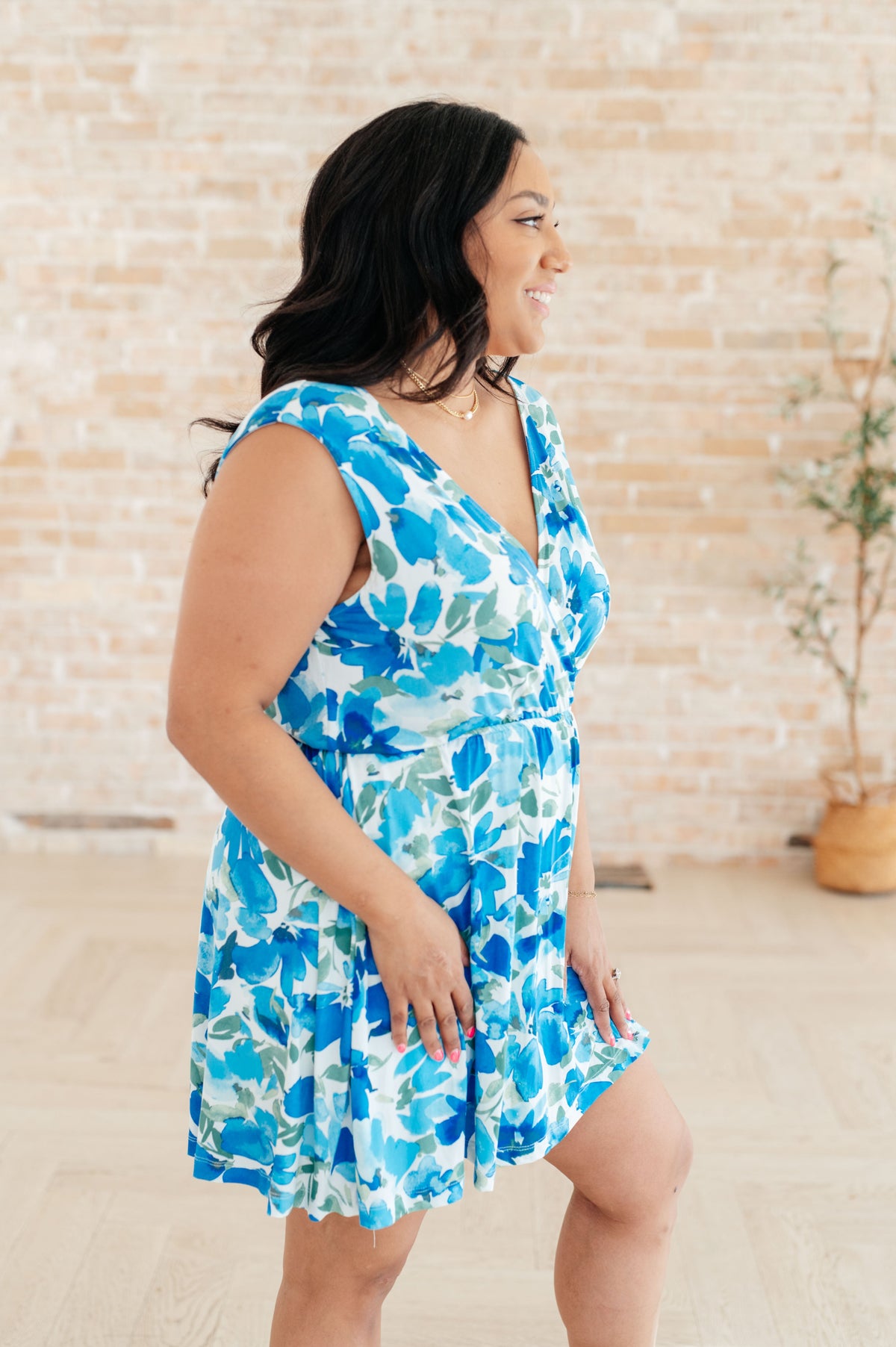 The Sun's Been Quite Kind V-Neck Dress in Blue-Dresses-Stay Foxy Boutique, Florissant, Missouri